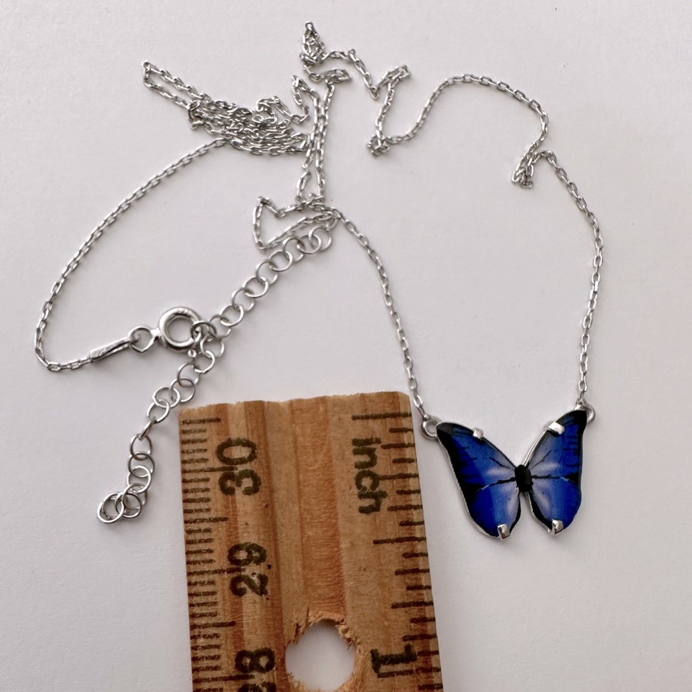 Purple butterfly necklace 925 silver - Picture 3 of 3